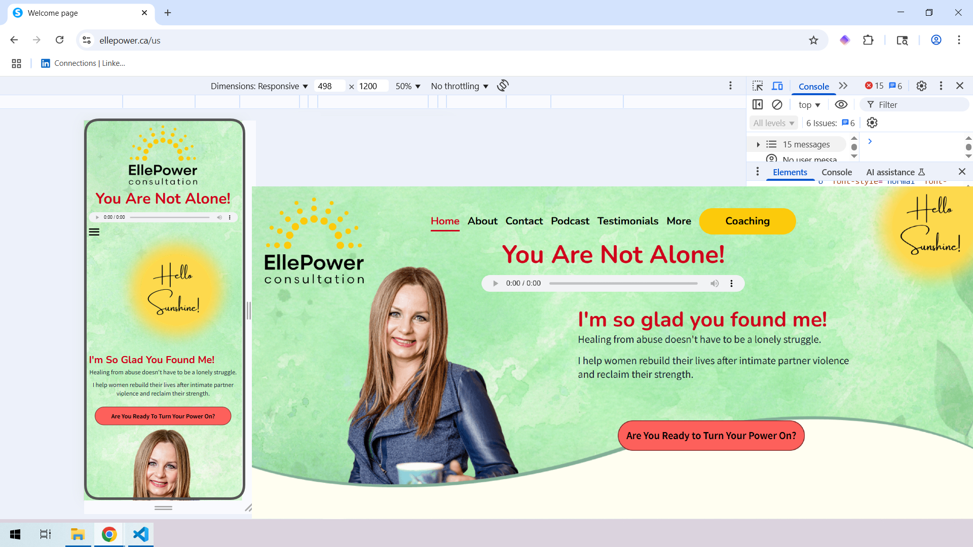 The completed website's homepage shown on a 480px wide screen and a 1440px wide screen