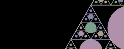 The Fractal Settings window is to the left of the Fractal Drawing window, displaying a recursive fractal in a triangle using the pastel color theme.